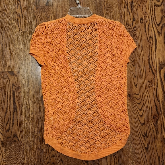 FREE with Purchase Eight Eight Eight Crochet Knit Open Cardigan | Coral | Size S - Picture 8 of 9